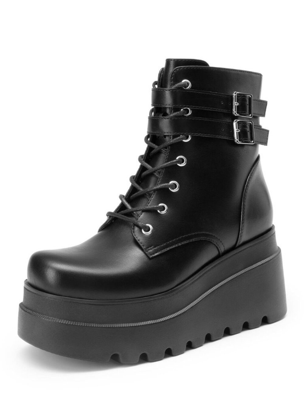 Women Platform Combat Goth Lace Up Ankle Boots